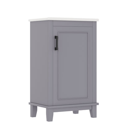 51x34x83cmBodenstehender Badezimmerschrank, Waschtisch, komplett lackiert, Türregale, verstellbare Regale, integriertes Keramikwaschbecken, geeignet für kleine Räume, Grau