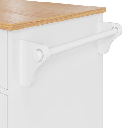 Speisewagen (134 x 46 x 92 cm), moderner und einfacher weißer Speisewagen, kombiniertes Schubladen-Aufbewahrungsschrank-Design, mobiles und festes Dual-Use-Design, geeignet für Privat- und Gewerbeküch