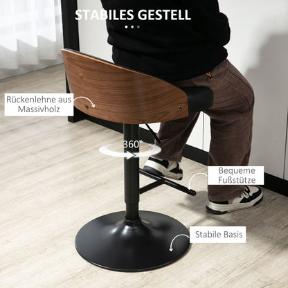 2er-Set Barhocker drehbare Barstühle mit Fußstütze höhenverstellbar Kunstleder Holz, für Küche & Bar