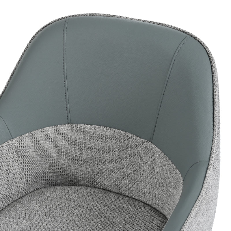 2 Drehbare Stühle mit Kunstleder-Stoff-Kombination, perfekt für Küche und Esszimmer, Grau
