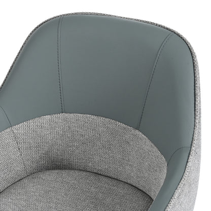 2 Drehbare Stühle mit Kunstleder-Stoff-Kombination, perfekt für Küche und Esszimmer, Grau