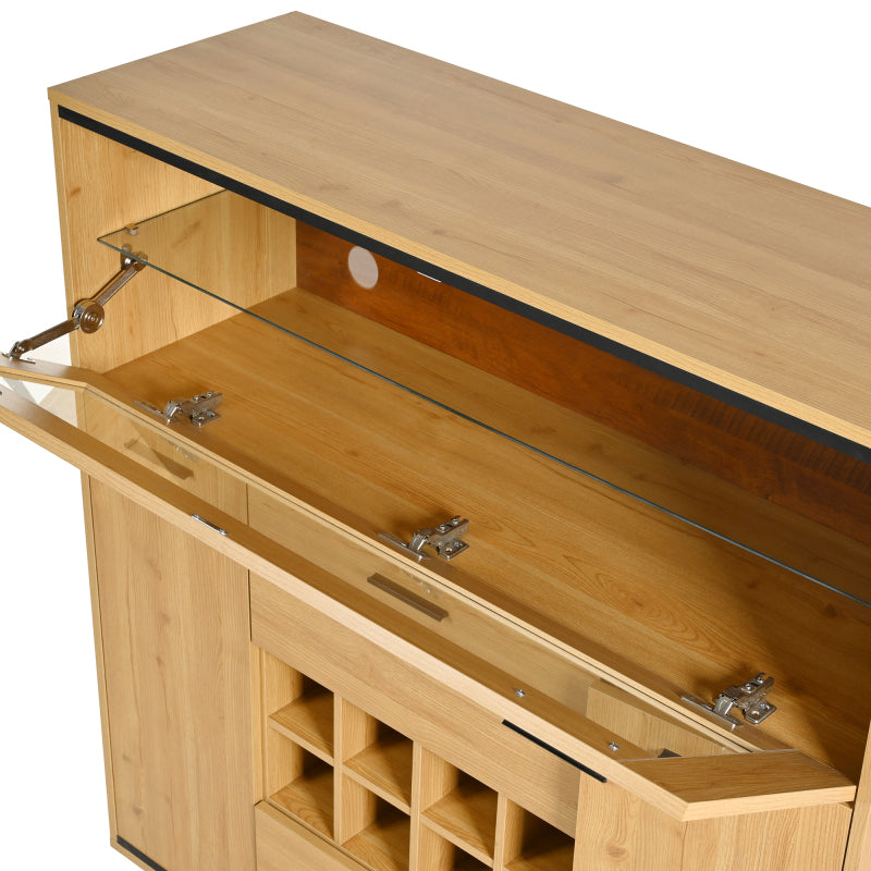 Sideboard, Eleganter Weinschrank mit Doppeltüren, Glasregal und Weinhalterung - Perfekte Aufbewahrung in einem stilvollen Sideboard