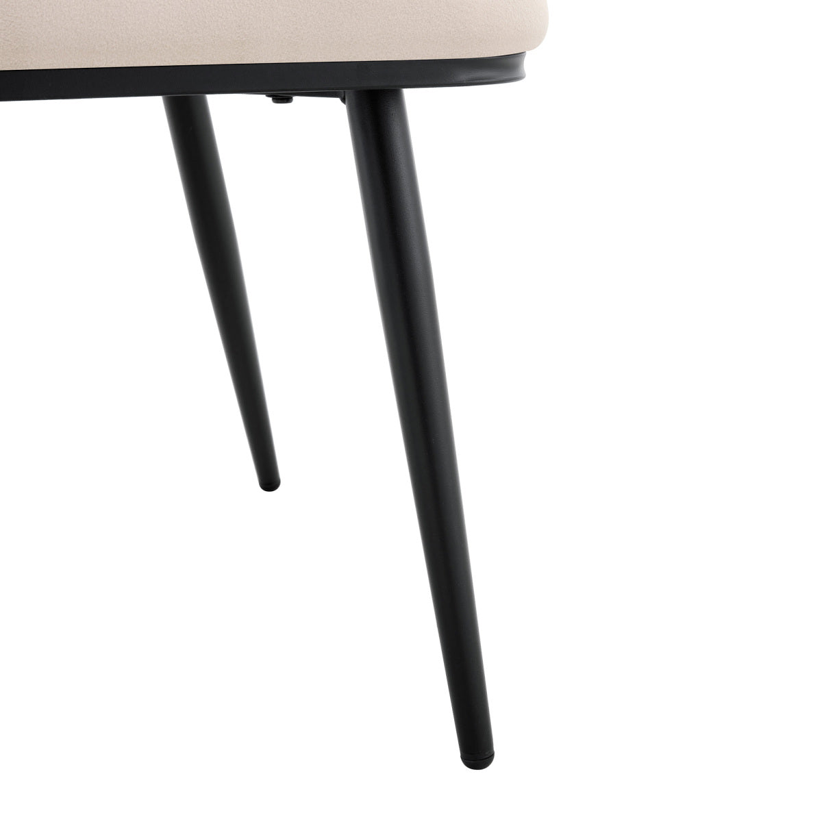 Esszimmerstuhl 2er Set Samt, Schwarz-Metallbeine, Modern Luxus, Cremeweiß