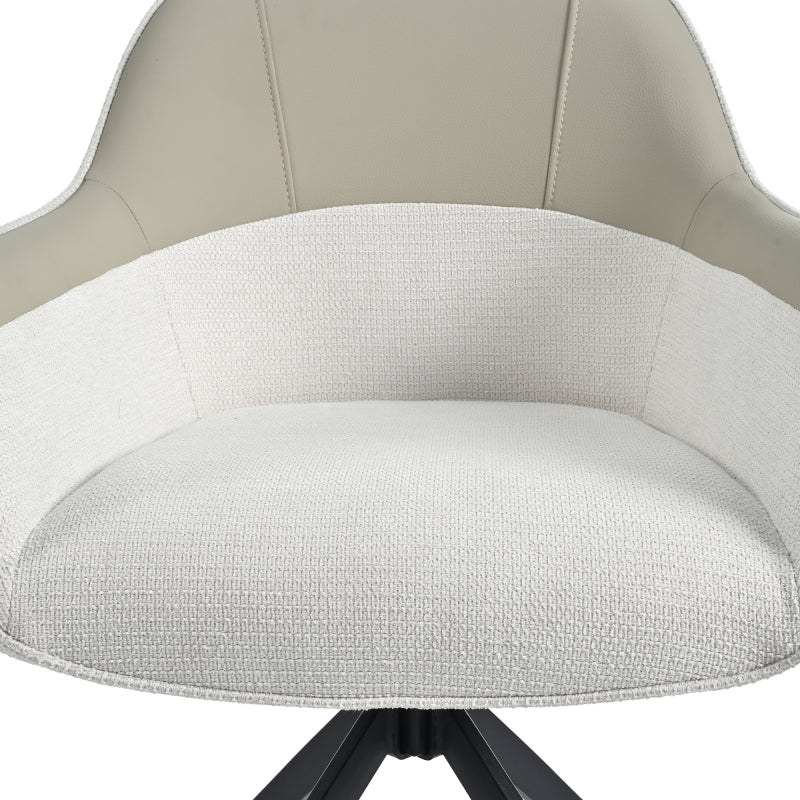 2 Drehbare Essstühle mit Kunstleder-Stoff-Kombination, hoch gepolstert, mit höhenverstellbaren Füßen, beige, perfekt für Küche und Esszimmer (Beige)