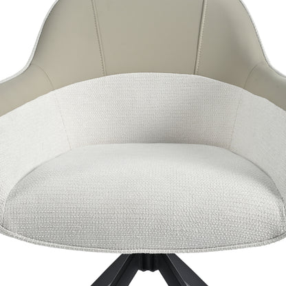 2 Drehbare Essstühle mit Kunstleder-Stoff-Kombination, hoch gepolstert, mit höhenverstellbaren Füßen, beige, perfekt für Küche und Esszimmer (Beige)