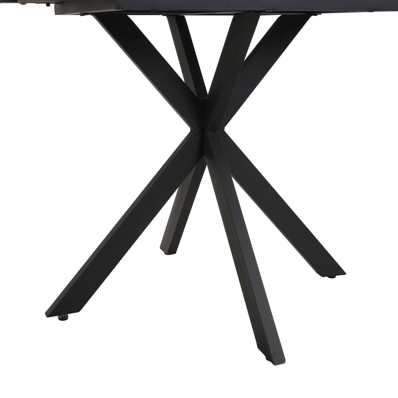 Erweiterbarer Esstisch,  L150/180 x B70 x H76 cm, Kreuzbein-Design, Marmorstruktur, Schwarz und Weiß
