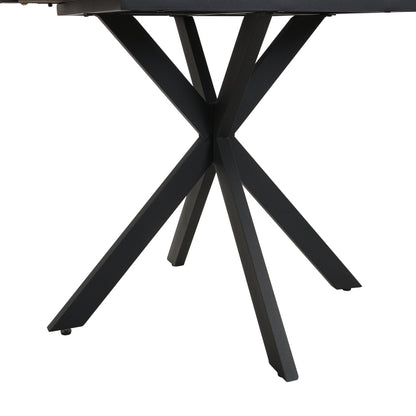 Erweiterbarer Esstisch,  L150/180 x B70 x H76 cm, Kreuzbein-Design, Marmorstruktur, Schwarz und Weiß