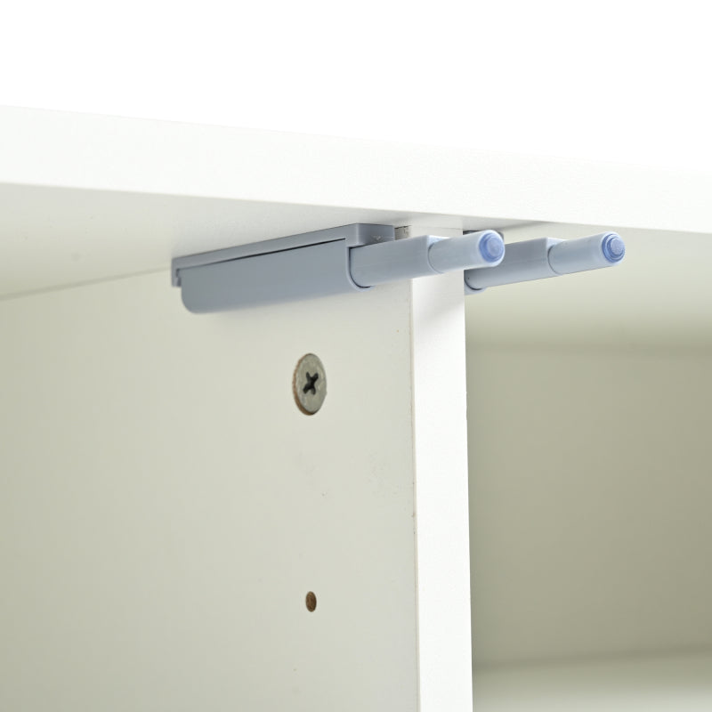 Weißes TV-Schrank, 190 cm lang x 38 cm breit x 48 cm hoch, goldene Tischbeine, gerilltes Türdesign
