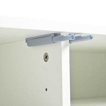 Weißes TV-Schrank, 190 cm lang x 38 cm breit x 48 cm hoch, goldene Tischbeine, gerilltes Türdesign