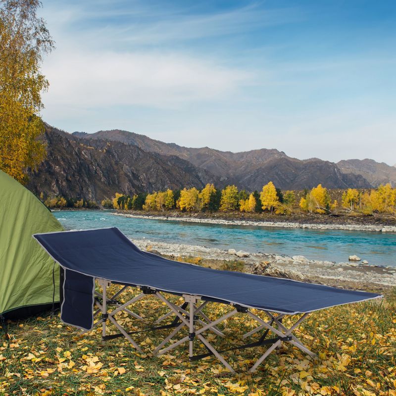 Feldbett Faltbares Campingbett mit Aufbewahrungstasche, Stahl & Oxford, Blau, 190x68x52cm