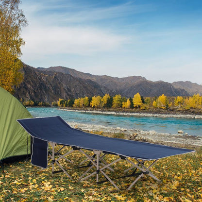 Feldbett Faltbares Campingbett mit Aufbewahrungstasche, Stahl & Oxford, Blau, 190x68x52cm