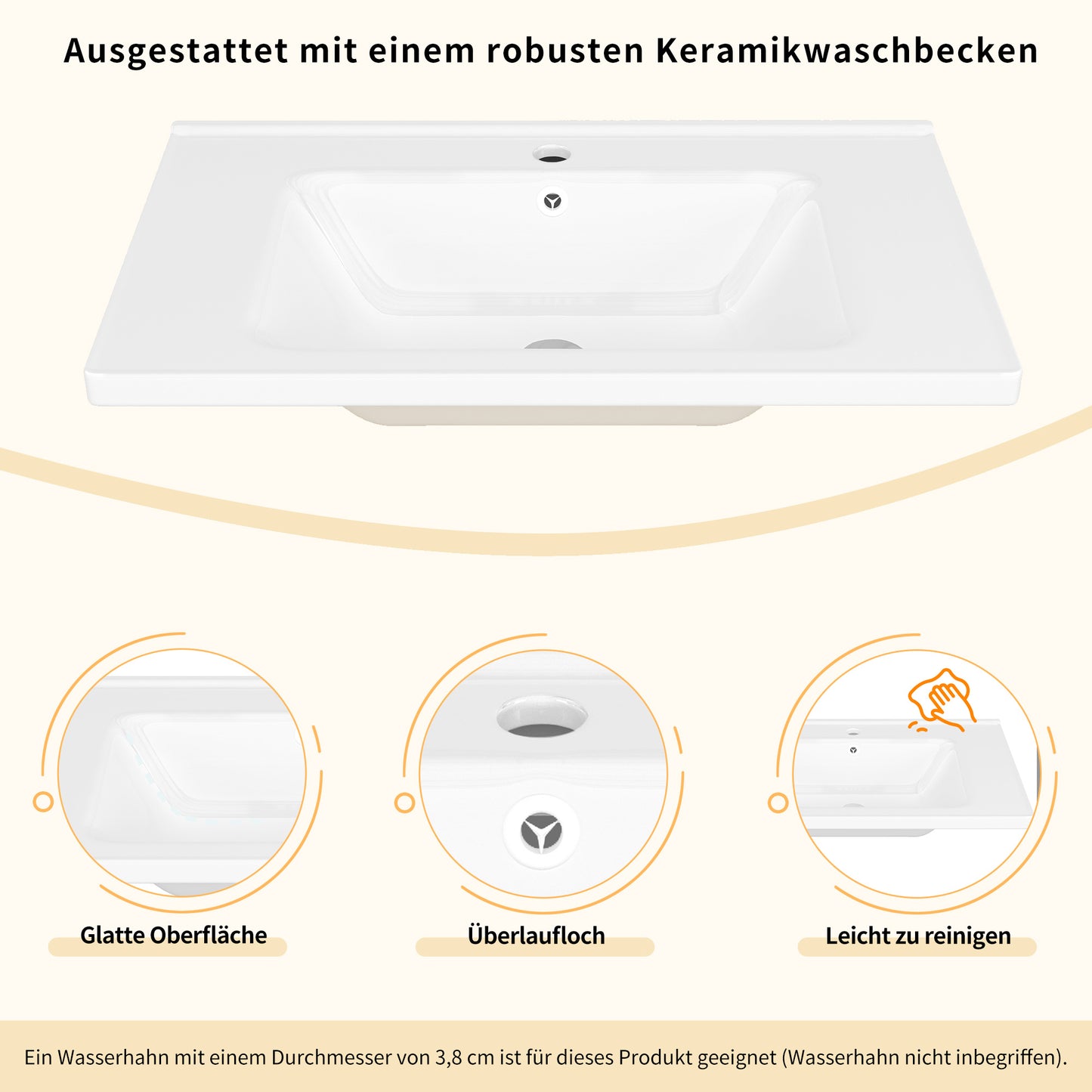 Badezimmerschrank mit Waschbecken, Moderner Stil, Badmöbel, Weiß