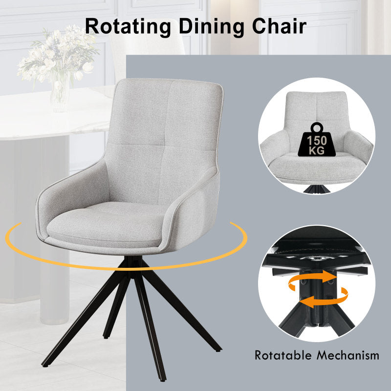 2 Drehbare Stühle nach Anthropometrie, perfekt für Küche und Esszimmer, Grau