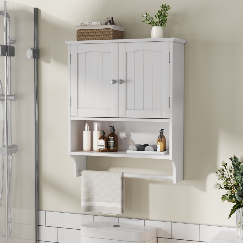 Badezimmer Wandschrank mit Handtuchhalter, Weiß