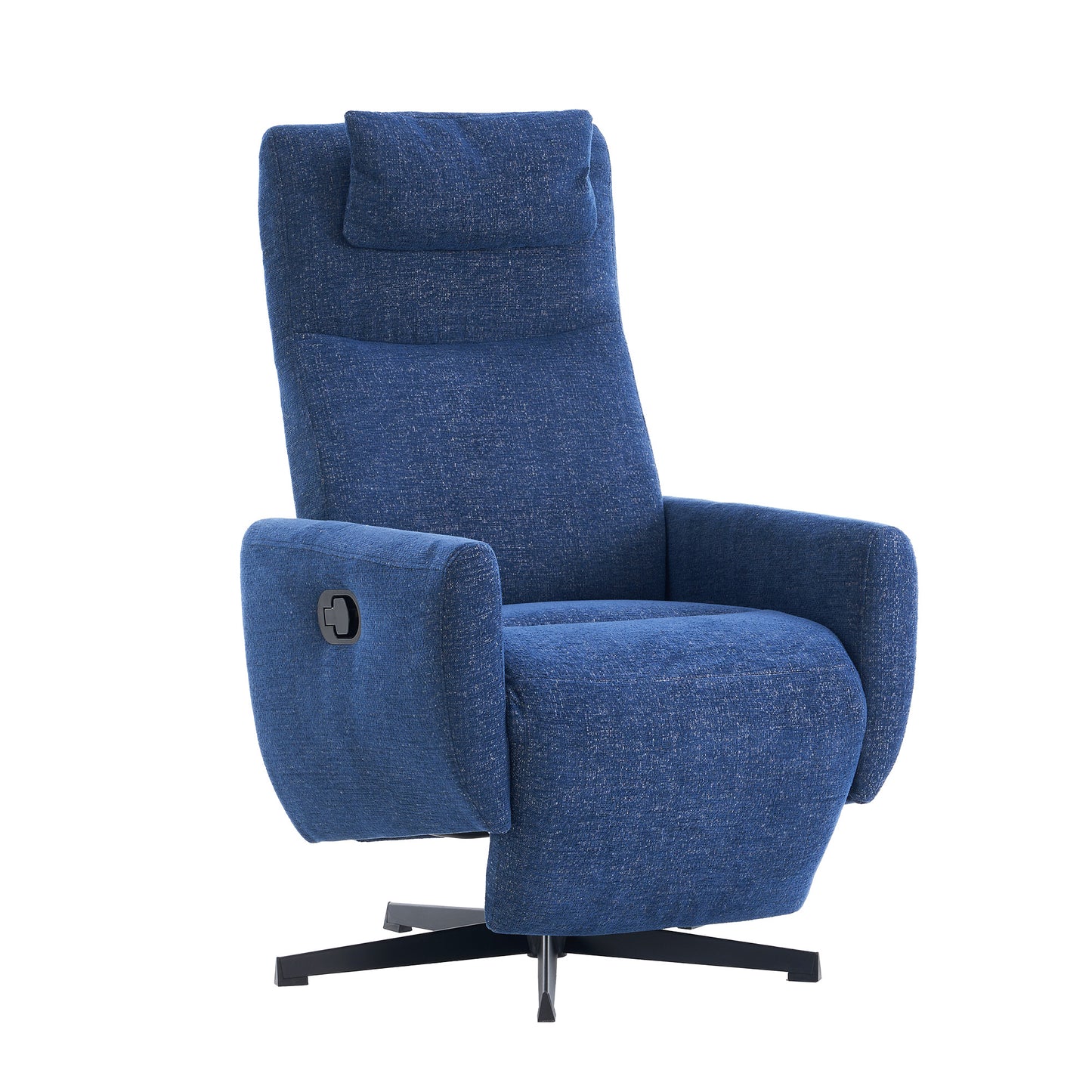 Bequemer Relaxsessel mit Liegefunktion – Chenille Fernsehsessel mit Fußstütze, drehbarer Stillsessel & Loungesessel für Wohnzimmer, modernes Sofa, Blau