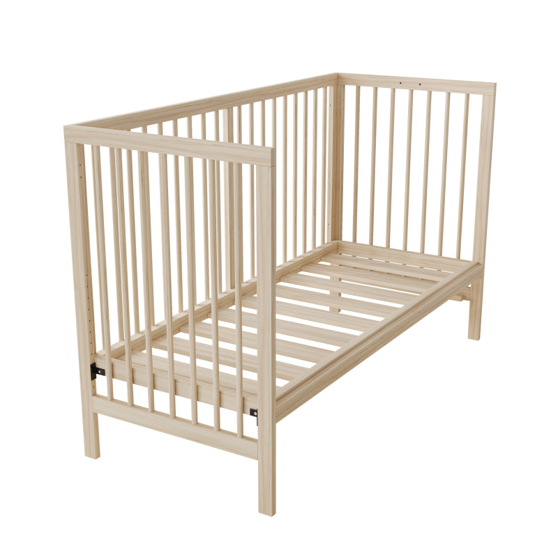 Holz Babybett, umwandelbar in Nebenbett / Malerbrettständer / Schreibtisch, höhenverstellbar, ohne Matratze, aus Fichte, naturfarben, 140x60x90cm