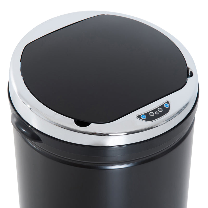 Sensor Mülleimer 42L, Elektrisch Automatischer Abfalleimer mit Deckel, Rostfrei, für Bad, Büro, Küche, Esszimmer, Stahl, Schwarz