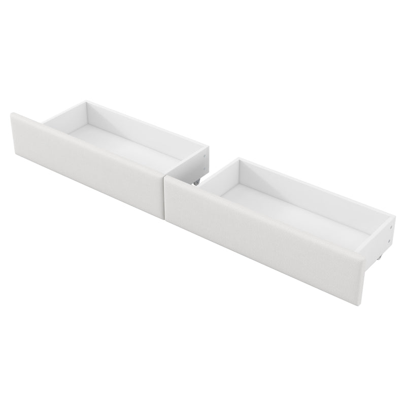 Gepolstertes 90x200 Daybed mit USB-Anschlüssen und LED-Gürtel, mit Schreibtisch und 2 Schubladen, weiß