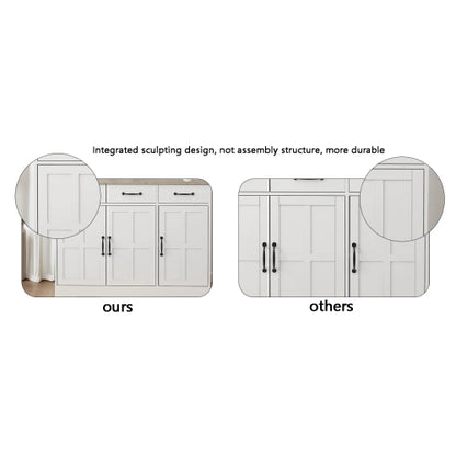 Vorratsschrank für die Küche, mit 4 Türen, Schublade, 2 verstellbaren Regalen, freistehender Schrank, Weiß