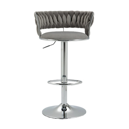 COOLMORE 360 Grad drehbare Barhocker 2 Stück Set höhenverstellbare Stühle mit Fußstütze für Küche, Esszimmer, Insel, Bar, Weinkeller, Büro, Wohnzimmer, Wohnzimmer, Silber, Modern Style, High-End Style