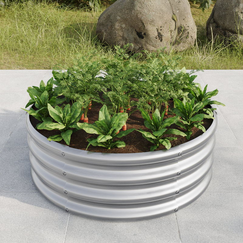 Verzinkt erhöhte Gartenbett, Pflanzer erhöhte Gartenbetten im Freien, Runde Freiheit erhöhte Gartenbetten für Gartenbau Gemüse, Früchte, Blumen, Silber