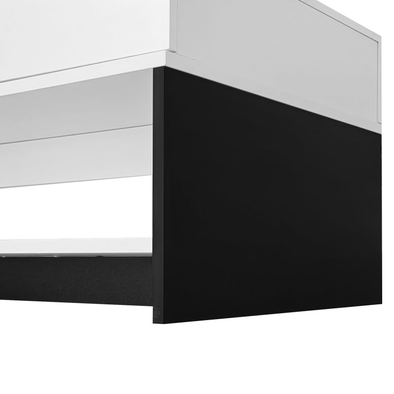 Moderner Couchtisch mit 2 Schubladen – Schwarz-Weiß-Design, Stauraum, Hochglanz-Tischplatte, 100 cm lang