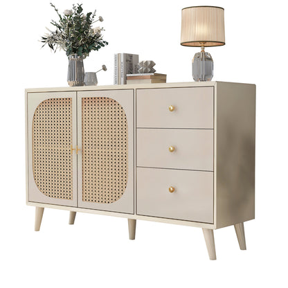 Esszimmer Wohnzimmer Sideboard Kommode Stehschrank Aufbewahrung Sideboard TV-Tisch mit Türen und Schubladen Sideboard mit großem Stauraum Offwhite Creme Breite 120 cm