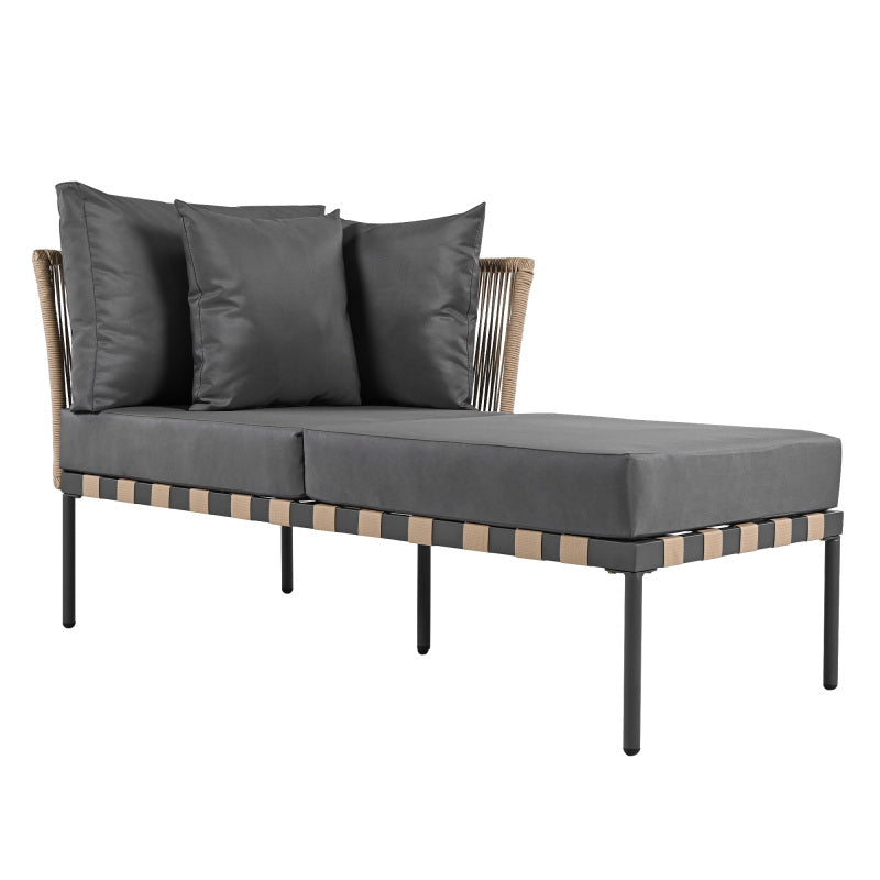 Gartensofa, Outdoor Loungesessel, Abnehmbarer und Modularer Garten Loungesessel, Balkonmöbel-Set, Loungemöbel, Terrassenmöbel mit 4 Kissen, Couchtisch mit Abnehmbaren und Waschbaren Kissen, Grau
