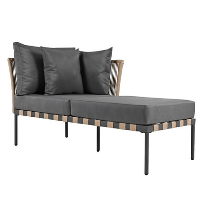 Gartensofa, Outdoor Loungesessel, Abnehmbarer und Modularer Garten Loungesessel, Balkonmöbel-Set, Loungemöbel, Terrassenmöbel mit 4 Kissen, Couchtisch mit Abnehmbaren und Waschbaren Kissen, Grau