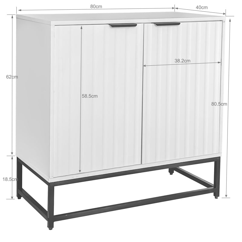 Moderne Sideboard Kommode mit 2 Türen in Vakuum-Formgebung, Standschrank Lagerung Schrank mit Metallgriffen und Rahmenbeinen, geeignet für Wohnzimmer, Flur und Esszimmer