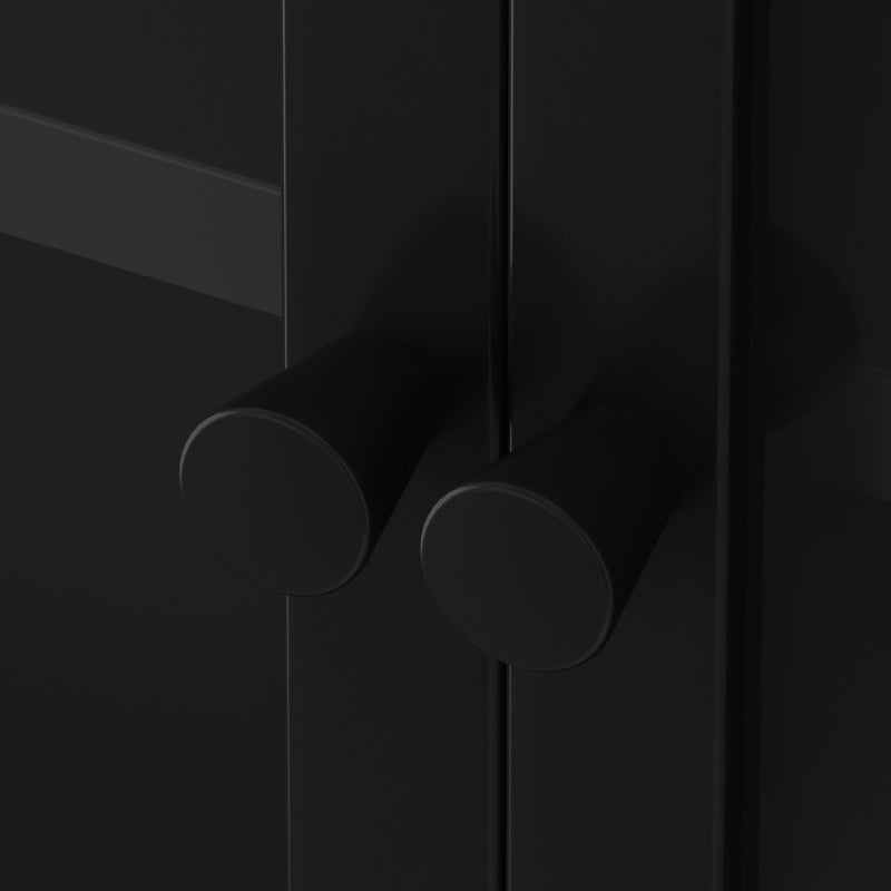 120CM Four-door Glass Wall Cabinet Storage, Wall-mounted,Suitable for Kitchen, Living Room, Bathroom(Black)