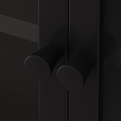 120CM Four-door Glass Wall Cabinet Storage, Wall-mounted,Suitable for Kitchen, Living Room, Bathroom(Black)