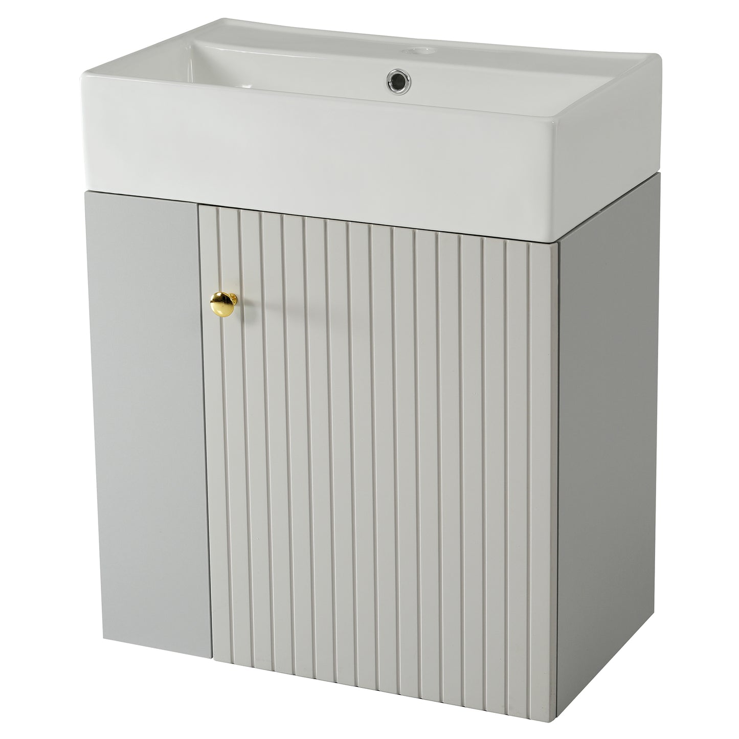 Waschbecken mit Waschtischunterschrank, Waschtischunterschrank , Waschtischunterschrank hängend hellgrau , Kleine Gästebad Möbel