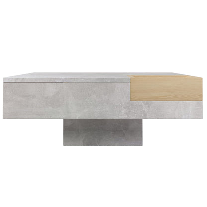Couchtisch Wohnzimmertisch Beistelltisch mit herausnehmbarer Aufbewahrungsbox, Betongrau und Holzfarbe, 72*72*30 cm.