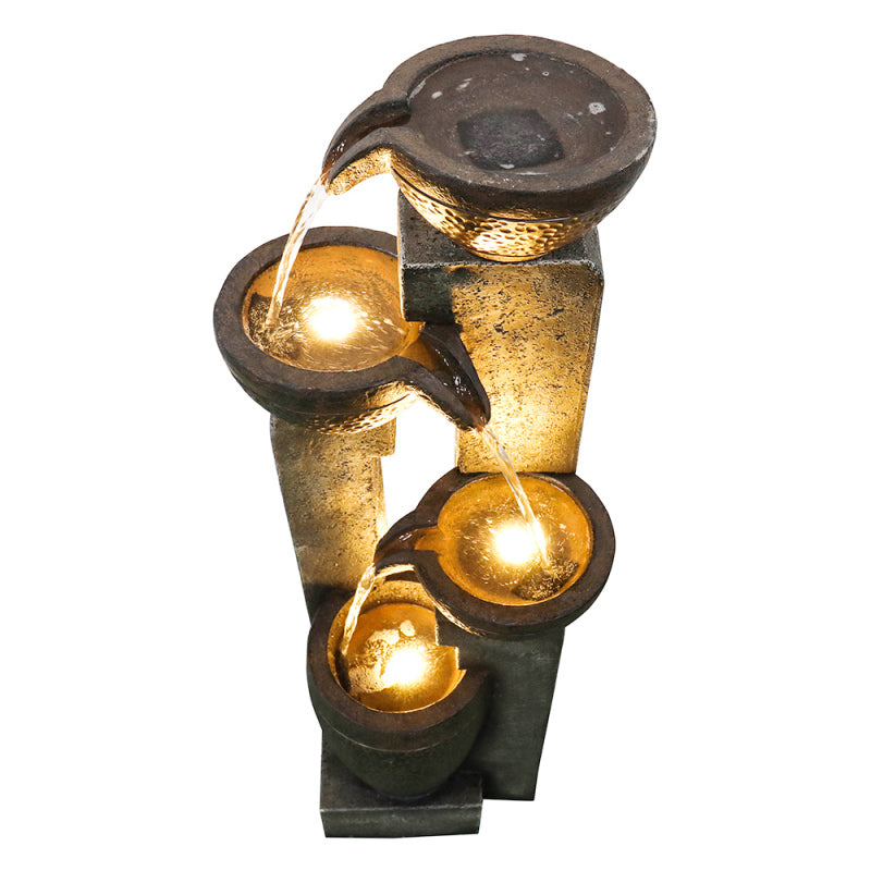 40inches High Pots Outdoor Garden Water Fountain with Warm LED lights