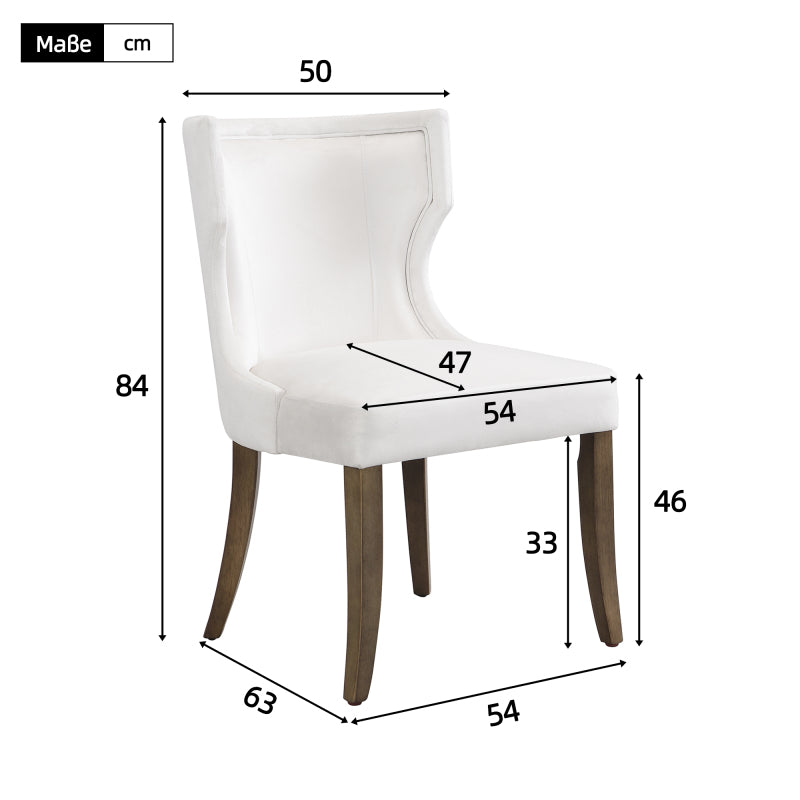 Esszimmerstuhl aus Samt, 2er-Set mit Massivholzbeinen, dickem Kissen, verstellbaren Beinen, Beige