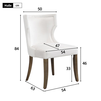Esszimmerstuhl aus Samt, 2er-Set mit Massivholzbeinen, dickem Kissen, verstellbaren Beinen, Beige