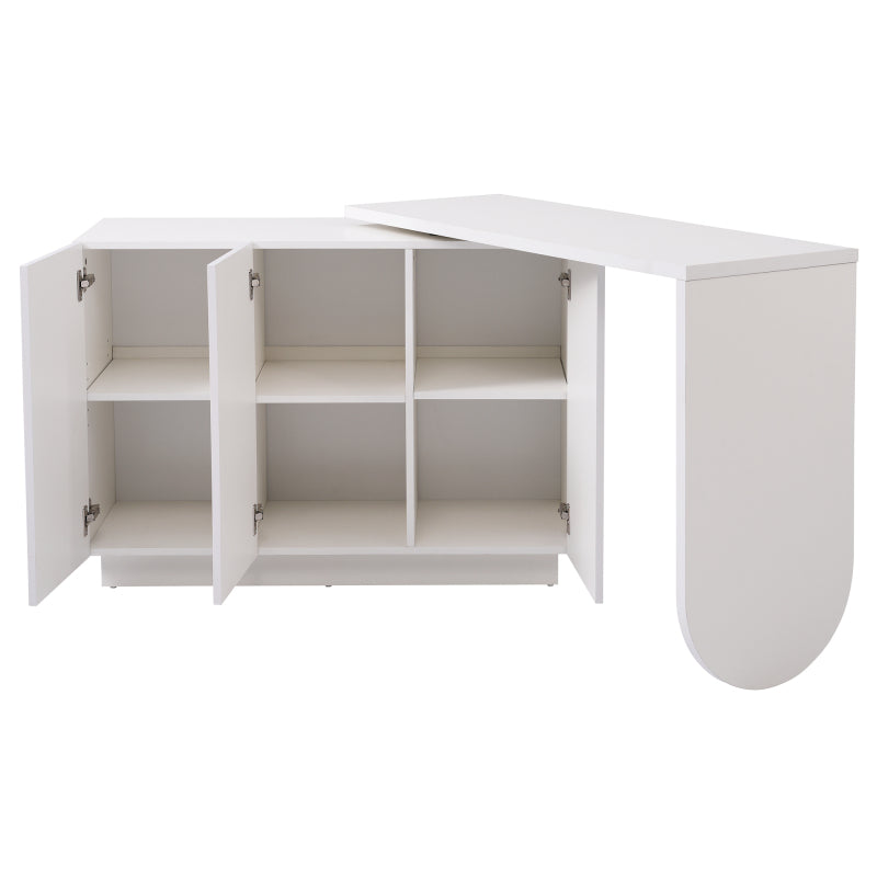 Schreibtisch, drehbarer L-förmiger Eck-Computertisch, Bürotisch, Frisiertisch, weiß 110 cm