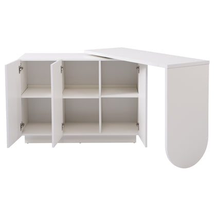 Schreibtisch, drehbarer L-förmiger Eck-Computertisch, Bürotisch, Frisiertisch, weiß 110 cm