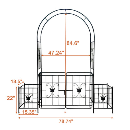 Gartenbogen Arbor Trellis für Kletterpflanzen mit Tor, langlebige Metall Gartenbogen Outdoor Hochzeitsbogen, für Hochzeitszeremonie Party Pflanze Klettern Rose Reben Rasen Innenhof Schwarz, 7,15 Fuß