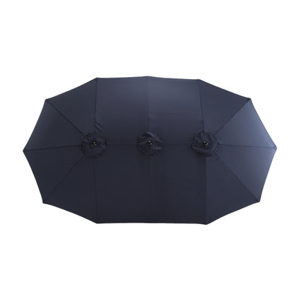 14.8 Ft Double Sided Outdoor Umbrella Rectangular Large with Crank (Navy blue)(No Base)