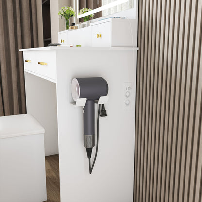 Schminktisch XXL Spiegel (75x48 cm) LED, Steckdose, 4 Schubladen, inkl. Hocker