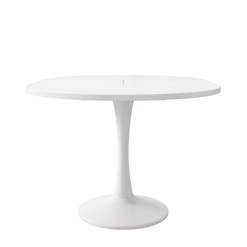 Ausziehbarer Esstisch, ovaler Esstisch, Länge 100/140 x Breite 100 x Höhe 75 cm,  weiß