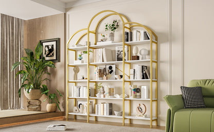 Regal im schlichten Stil, fünf Schichten Stauraum, einzigartige Wolkenform, einfach zu montieren und zu reinigen, Gold + Weiß