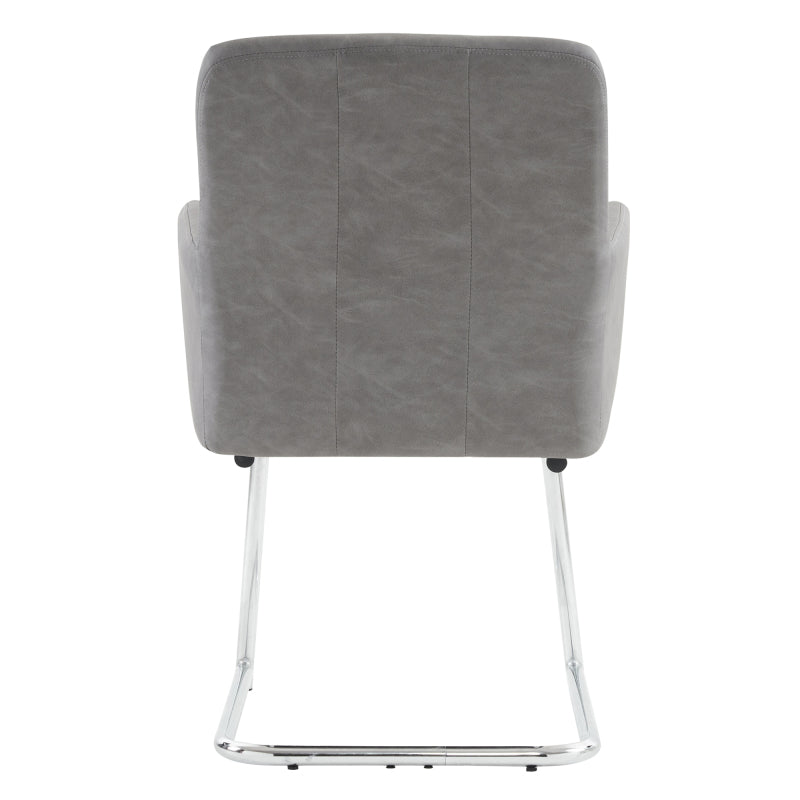 2er Set Esszimmerstühle mit vertikalen Streifen, Kunstleder, grau