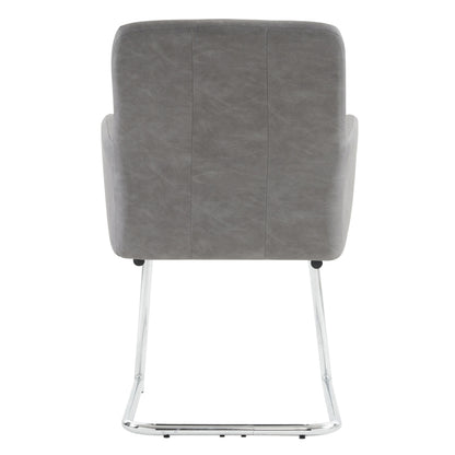 2er Set Esszimmerstühle mit vertikalen Streifen, Kunstleder, grau