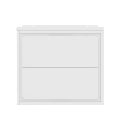 60x46x50cm Wandhängend Badezimmerschränke, komplett lackiert, LED-Radarsensor-Beleuchtung, zwei Schubladen, leise Gleitschienen, Waschtisch,integriertes Waschbecken, weiß