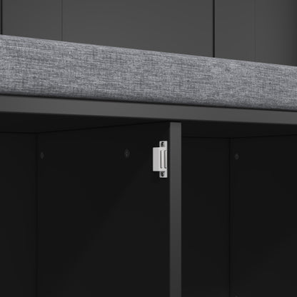 Garderobenständer mit  Schuhbank, Garderobe,  6 Dreifach-Haken,freistehend, platzsparend, für Eingangsbereich,Flur, Schwarz