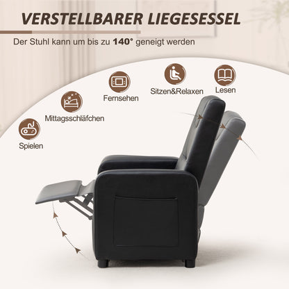 Fernsehsessel Relaxsessel Loungesofa mit Fußstütze Sessel Lehnstuhl Liegesessel Schwarz PU