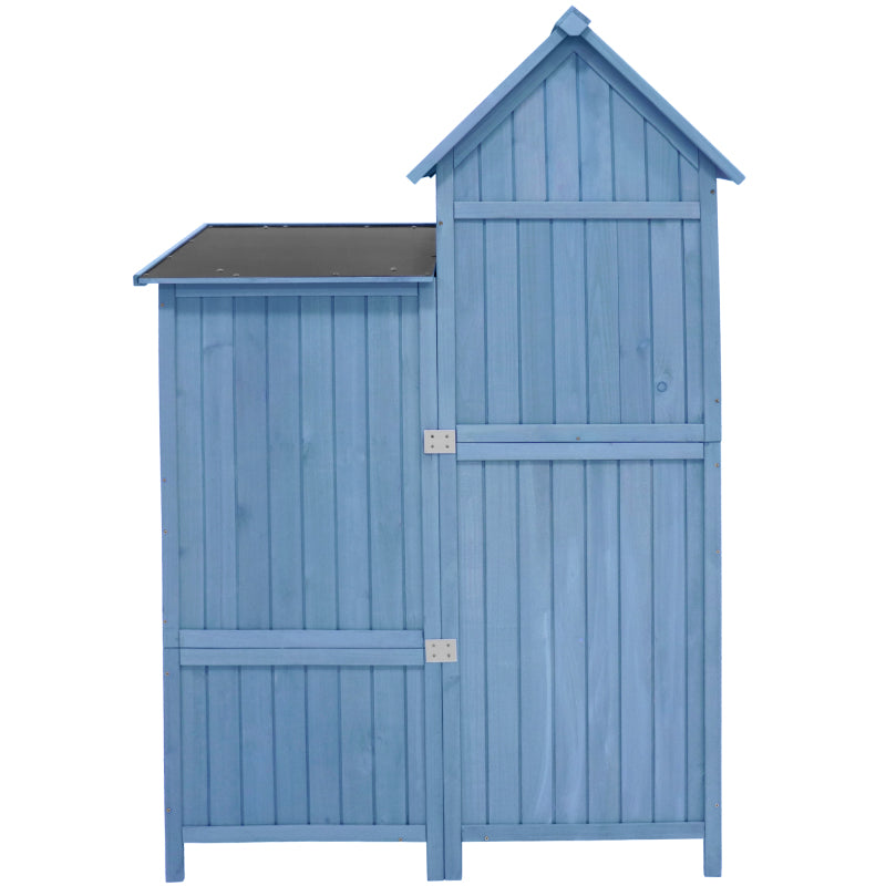 Gerätehaus Gartenschrank Geräteschuppen Geräteschrank, BxT: 118x54 cm, 118 x 54 x 173 cm (BxTxH), wetterfest, Holz, Blau, PVC-Dach (Set, 1 St., 1 x Geräteschrank)